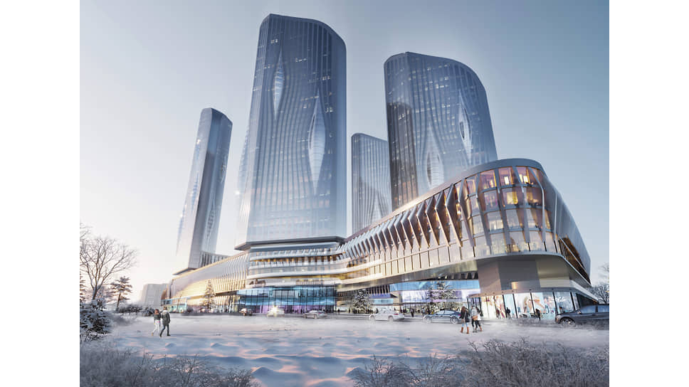 Концепт-арт будущего жилого комплекса, спроектированного архитектурным бюро Zaha Hadid Architects