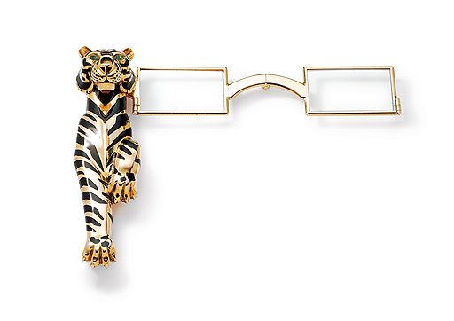 Золотой лорнет герцогини Виндзорской с фигуркой бенгальского тигра, Cartier Paris, 1954