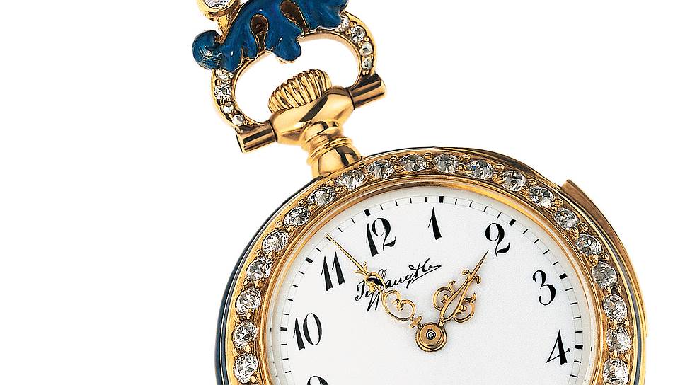 Карманные часы из золота с бриллиантами и рубинами 
