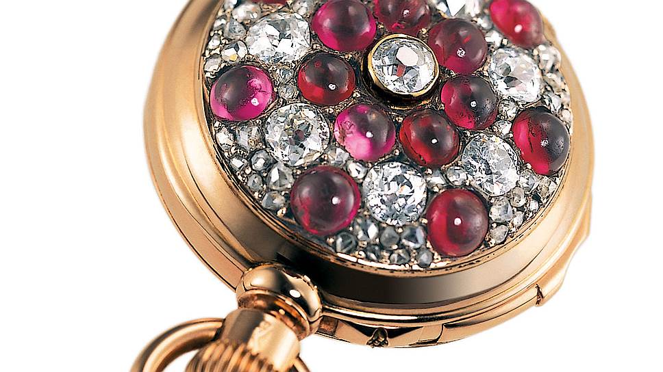 Карманные часы из золота с эмалью и бриллиантами 

