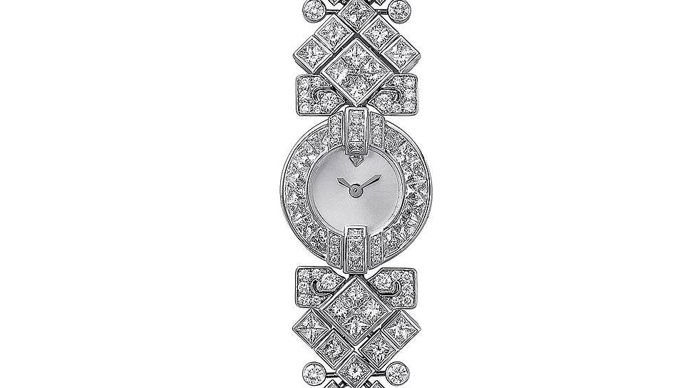 Cartier / Classic riviere watch in white gold and diamonds