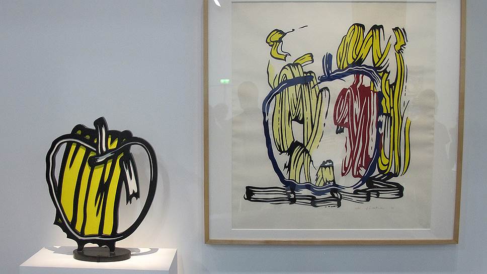 Рой Лихтенштейн, &quot;Желтое яблоко&quot; и &quot;Вертикальное яблоко&quot;, скульптура и холст, 1980-1990 
