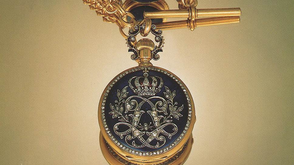 Карманные часы с золотым корпусом с эмалью, сделанные в Гласхютте в 1878 году 
