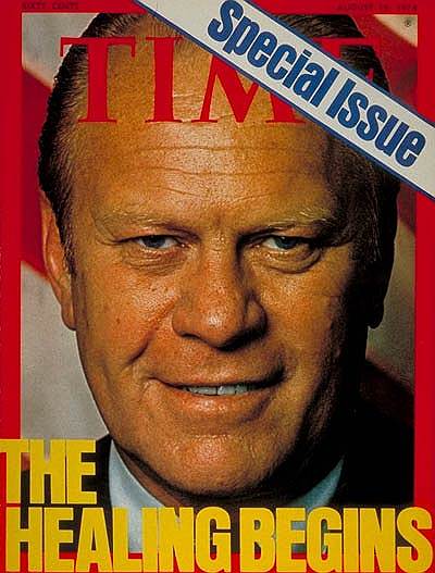 Обложка журнала Time от 19 августа 1974 года в связи со вступлением в должность президента США Джеральда Форда 
