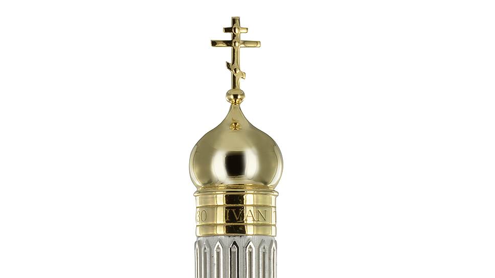 Ручка Ivan the Great by Tournaire, корпус из бронзы с родиевым покрытием, купол и крест из желтого золота 
