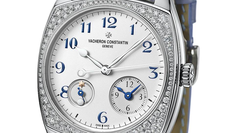 Vacheron Constantin, часы Harmony Dual Time, белое золото, бриллианты 
