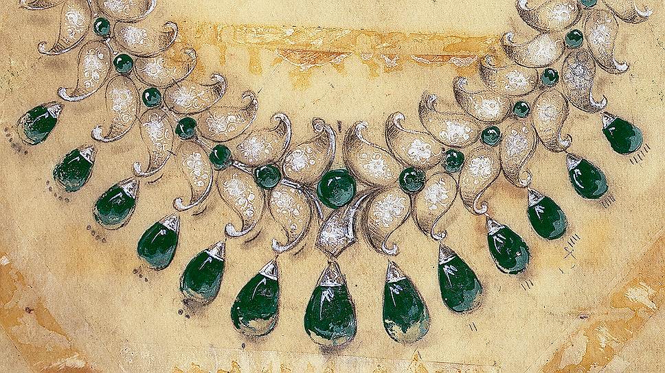 Колье Hindou с изумрудами и бриллиантами, 1950 год
