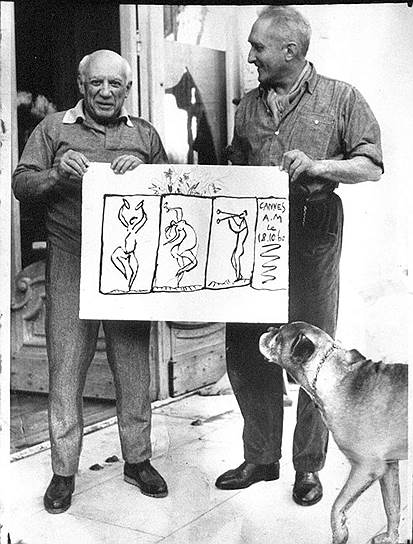 Пабло Пикассо и Франсуа Гюго, Канн, 1960 год 
