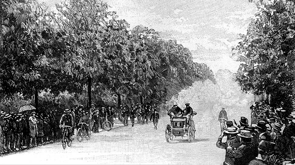 Лето 1895-го. Заезд Париж--Бордо--Париж. Первое в истории соревнование людей на машинах 
