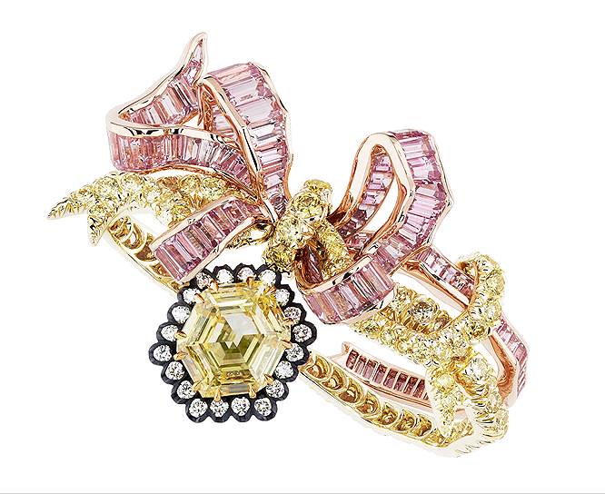 1Кольцо Salon d&#39;abondance, розовое золото, черненое серебро, розовые сапфиры и желтые бриллианты, Dior Haute Joaillerie 
