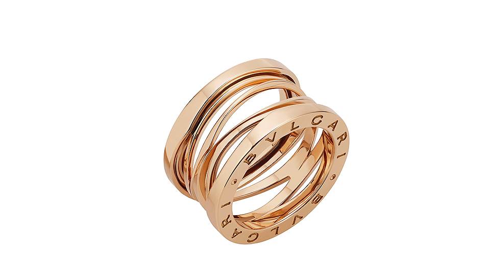 Кольцо B.zero1 by Zaha Hadid c четырьмя ободками из розового золота 