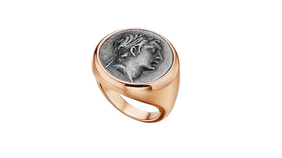 Кольцо Monete, желтое золото, античная бронзовая или серебряная монета