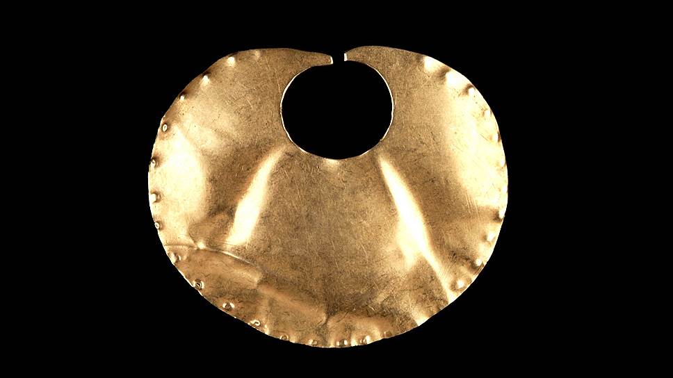 Украшение для носа племени кимбая, Колумбия, из коллекции музея Бранли, желтое золото, 800-1200 годы
