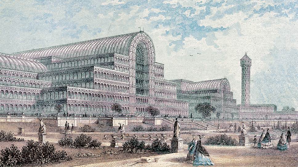 &quot;Хрустальный дворец&quot;. Здание из чугуна и зеркального стекла, возведенное для Всемирной выставки 1851 года в Гайд-парке. Архитектор Джозеф Пакстон 
