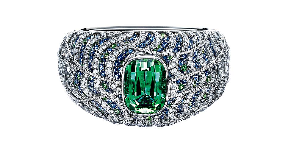 Браслет Tiffany Prism, платина, турмалин (45,44 карата), цавориты, сапфиры, бриллианты, 2016 год 
