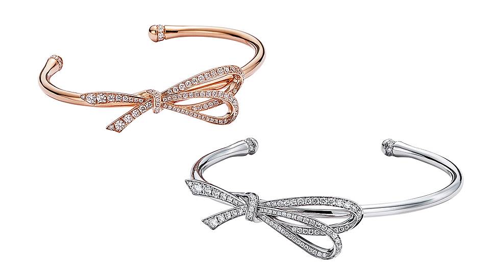 Tiffany&amp;Co, браслет Bow, розовое золото, бриллианты 
