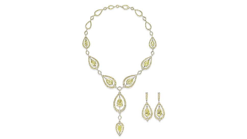 Колье Les Merveilles, белое золото, желтые и белые бриллианты 
