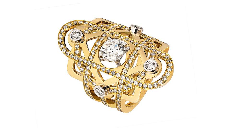 Кольцо Vaslav, желтое золото, бриллианты 