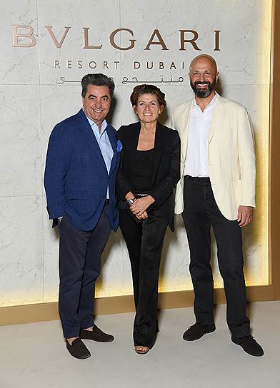 Слева направо: архитекторы Антонио Читтерио и Патрисия Виель, исполнительный вице-президент компании Bulgari Сильвио Урсини 
