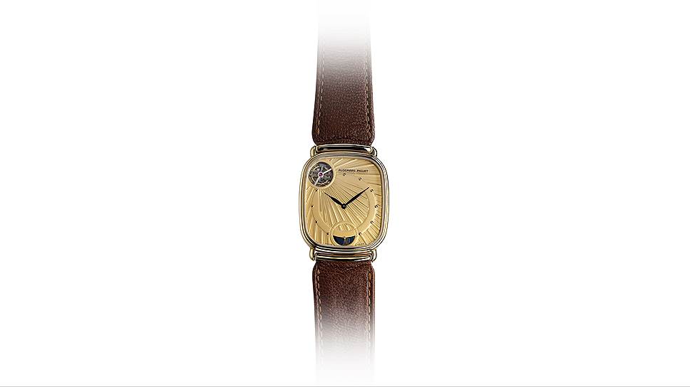 Первые наручные часы Audemars Piguet с турбийоном, самый маленький и самый тонкий турбийон в мире (диаметр 7,2 мм), желтое золото, механизм с автоматическим подзаводом, 1986 год 
