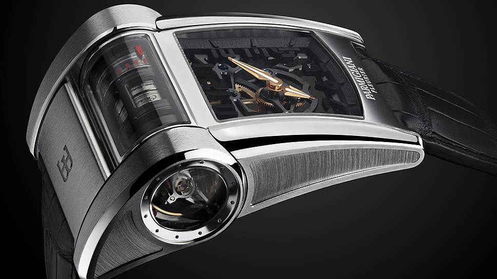 Обводы корпуса часов похожи на аэродинамические формы Bugatti Chiron