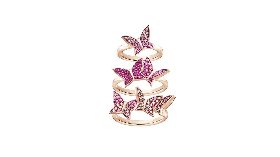 Комплект колец Lilia, Swarovski, покрытие — розовое золото 
