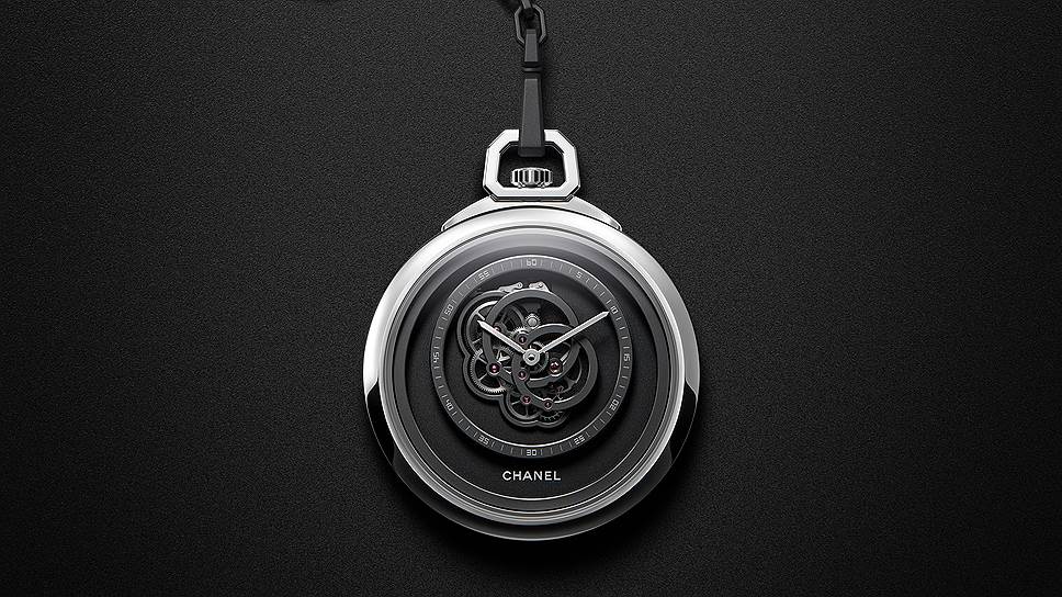 Часы Monsieur de Chanel Pocket Watch, белое золото, бриллианты, 39,2 мм, Chanel