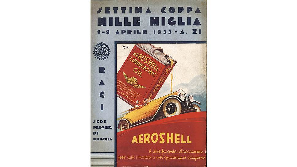 Ретроафиша ралли Mille Miglia, 1933 год 
