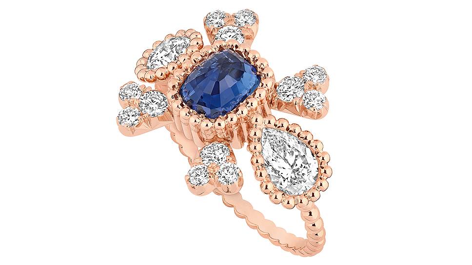 Кольцо Vanite Sapphire, розовое золото, бриллианты, сапфир 
