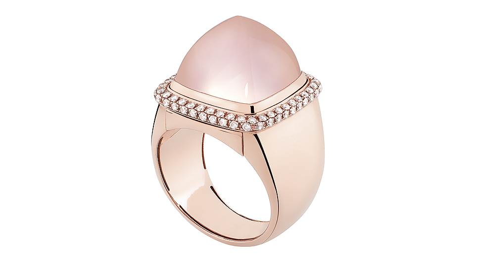 Fred Paris, кольцо Painde Sucre, розовое золото, розовый кварц, бриллианты