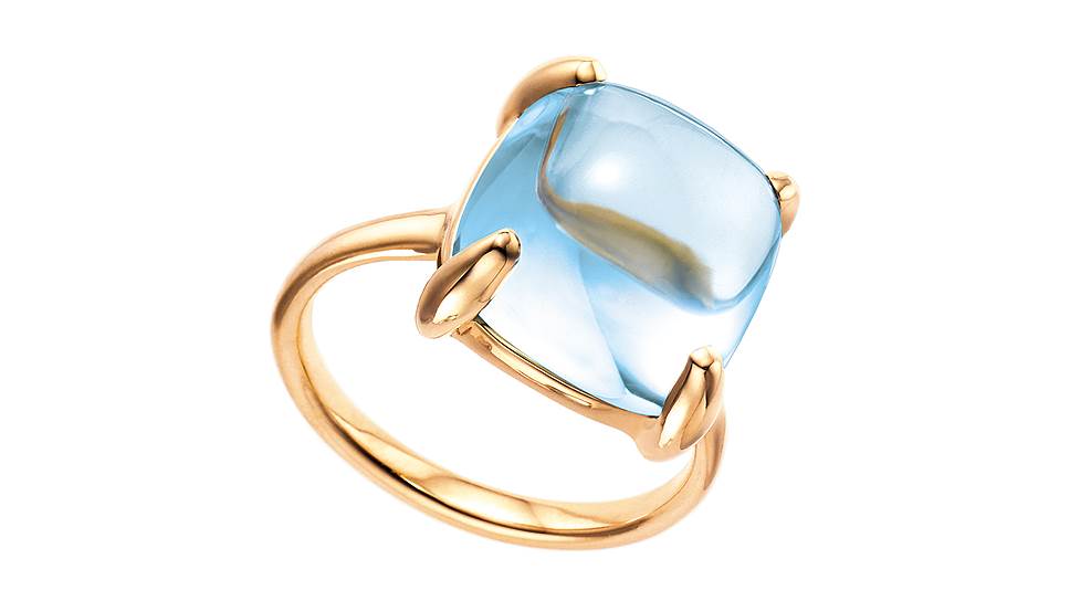 Tiffany &amp; Co., кольцо Paloma Sugar Stacks, желтое золото, голубой топаз 
