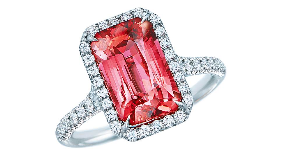 Помолвочное кольцо Tiffany Soleste, белое золото, бриллианты, шпинель 
