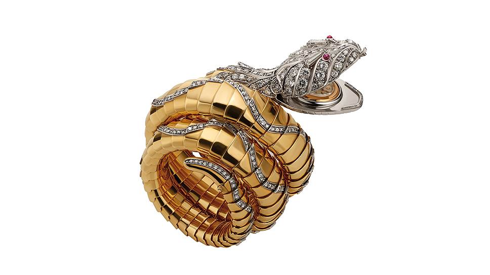 Браслет-часы Serpenti из золота и платины с рубинами и бриллиантами, 1950 год, коллекция наследия Bvlgari 
