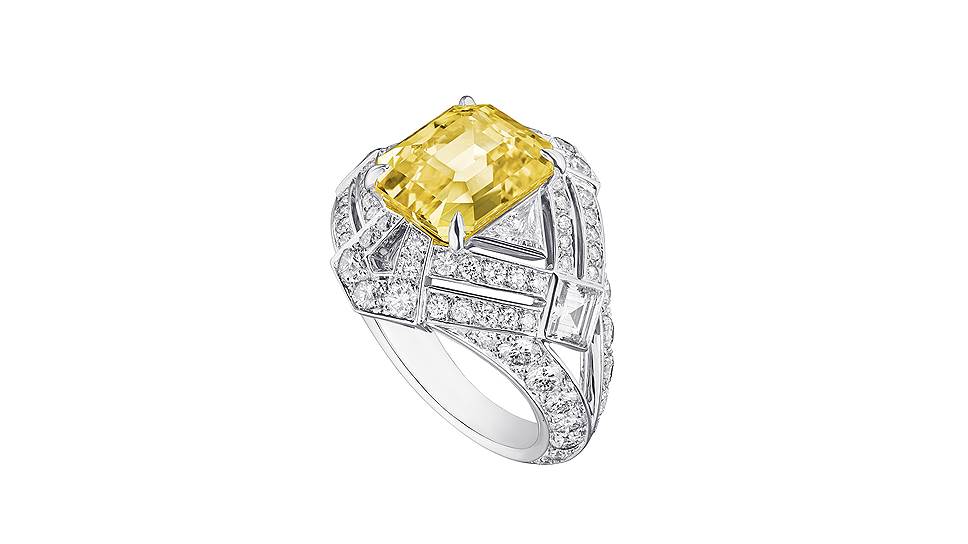 Кольцо Conquetes Regalia, белое золото, желтый сапфир, бриллианты