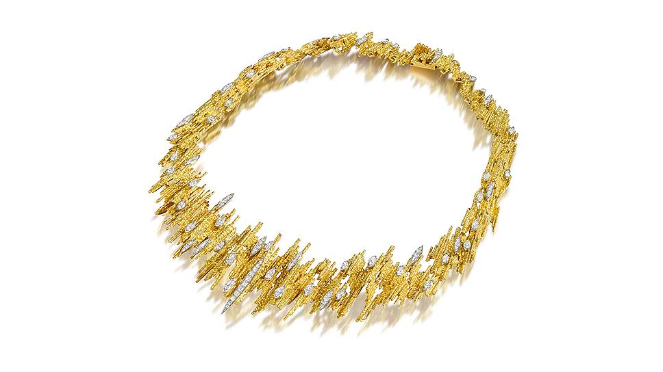 Andrew Grima, колье, желтое золото, бриллианты, 1966 год; продано на специальных торгах Bonham’s в сентябре 2018 года за $52 378 при эстимейте $8100