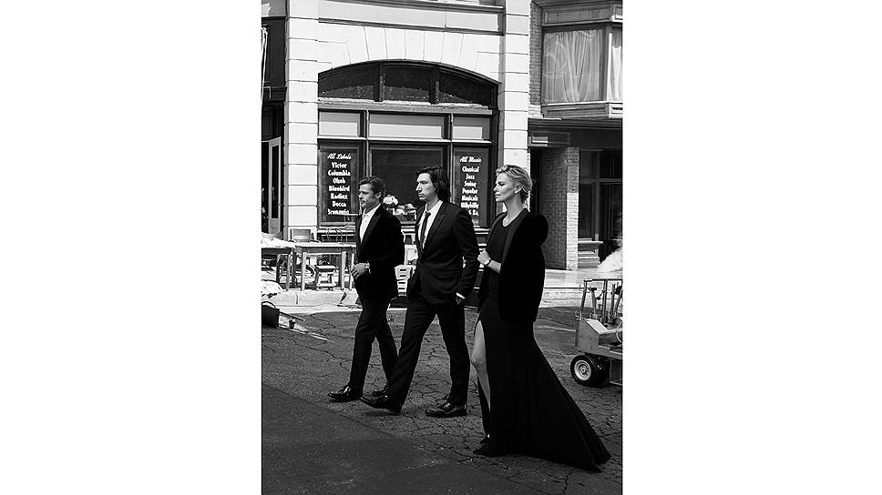 Шарлиз Терон, Адам Драйвер и Брэд Питт на съемках для рекламной кампании Breitling