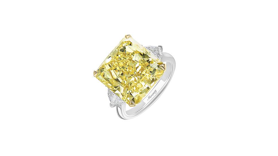Mercury, кольцо Color, белое золото, желтый и белые бриллианты