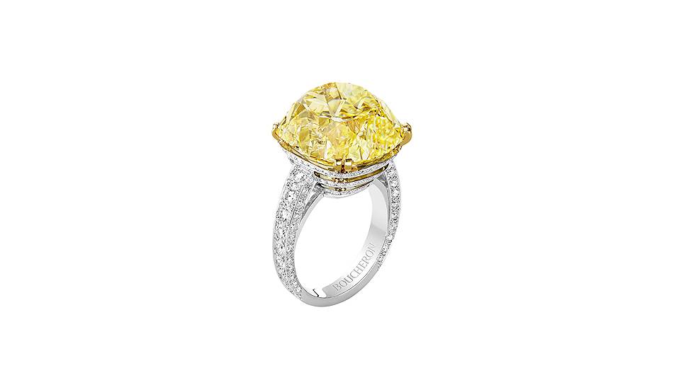 Boucheron, кольцо 26 Vendome, белое золото, желтый и белые бриллианты