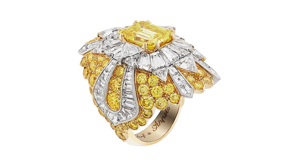 Van Cleef &amp; Arpels, кольцо Beaute Celeste, розовое и белое золото, желтые и белые бриллианты
