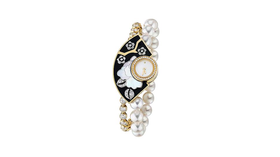 Часы Chanel Fleur de Laque Coromandel, белое золото, желтое золото, жемчуг,
бриллианты