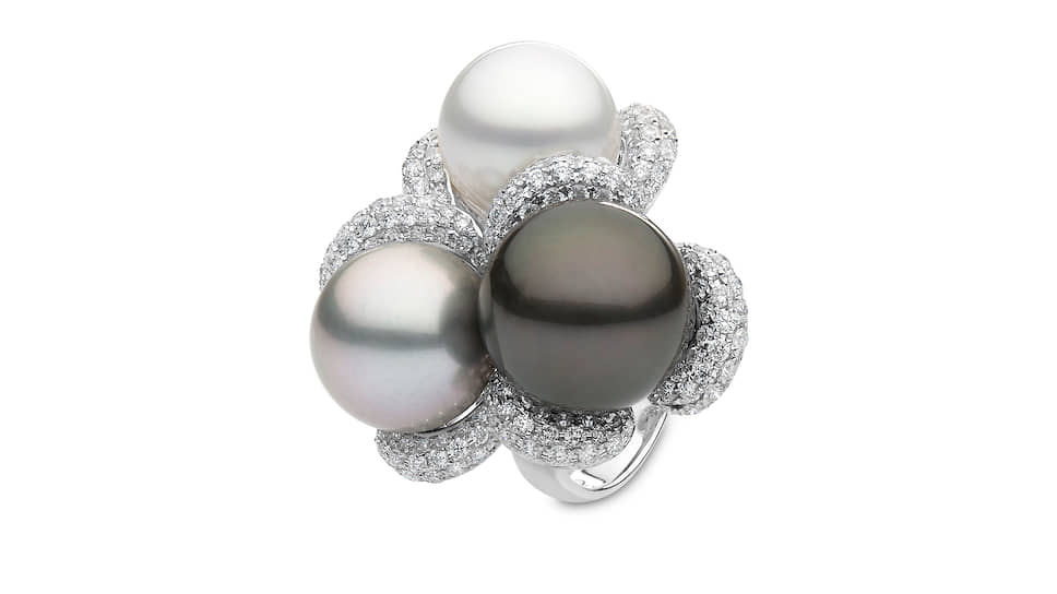 Yoko London, кольцо Aurelia, белое золото, жемчуг, бриллианты