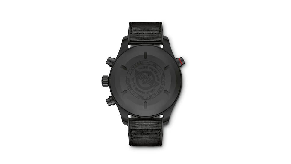 Часы IWC Pilot’s Watch Double Chronograph Top Gun Ceratanium. Задняя часть