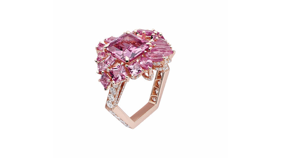 Кольцо Rose Bonbon, розовое золото, бриллианты и розовые сапфиры