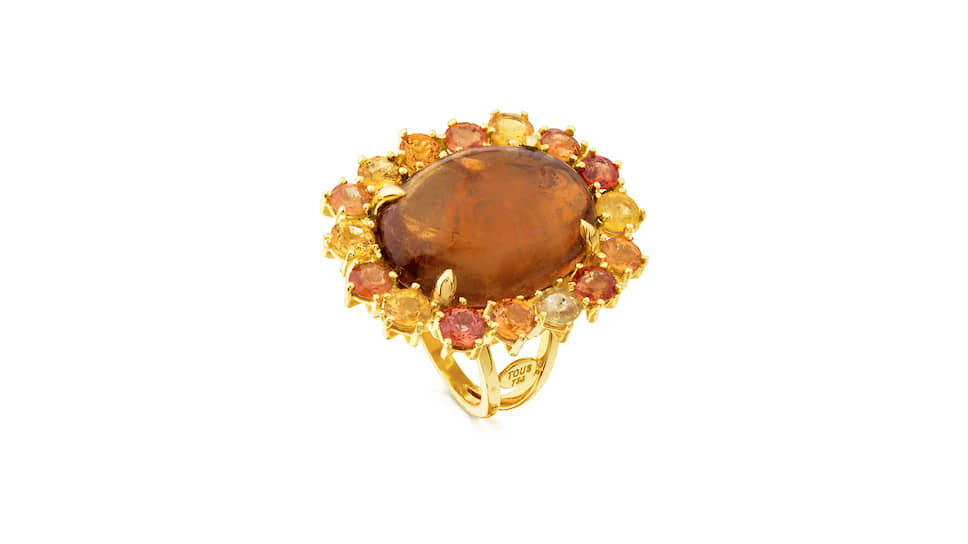 Кольцо Atelier Tous Rosa Oriol, желтое золото, турмалин (20,20 карата), сапфиры (общий вес 5,20 карата)
