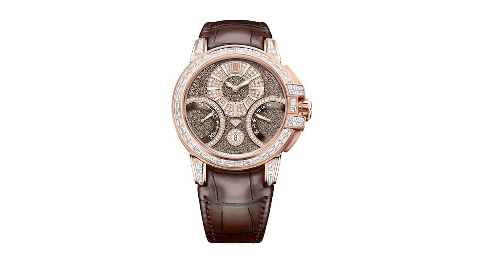Harry Winston, часы Ocean Sparkling Biretrograde, 42,2 мм, розовое золото, 151 бриллиант, механизм с автоматическим подзаводом, запас хода 65 часов
