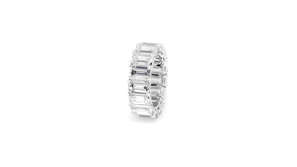 Обручальное кольцо Emerald Cut Eternity, белое золото, бриллианты огранки «изумруд»