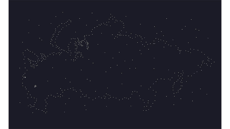 Звездное небо на потолке автомобиля изображает карту России