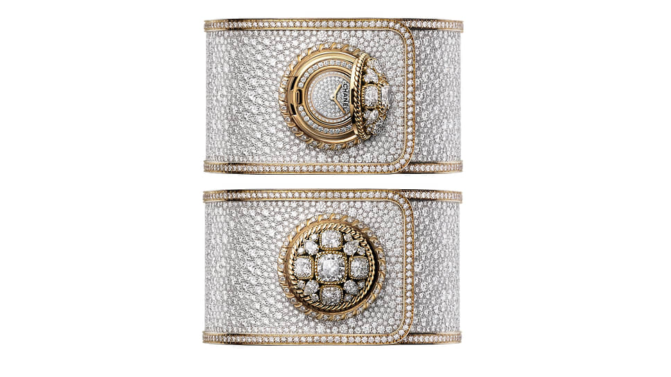 Chanel Watches, Mademoiselle Prive Bouton Serti Neige, желтое и белое золото, бриллианты, кварцевый механизм, выпущены в единственном экземпляре