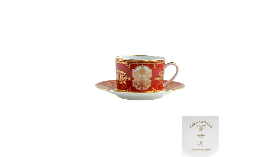 Чайная пара из сервиза Aux Rois Rouge фарфоровой мануфактуры Bernardaud 