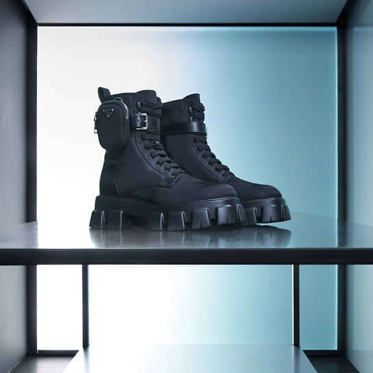 Мужские ботинки Prada из коллекции Re-Nylon, модель Gabardine combat boots